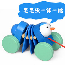 拖拉学步玩具车拉车婴儿童手拉拉绳拉线1-2-3岁一岁宝宝男孩小车 毛毛虫拉车(颜色随机)