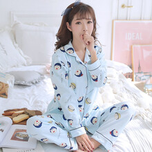 十月结晶同款 月子服春夏季3月份5纯棉孕妇睡衣秋产后喂奶开衫产妇薄款哺乳家居 蓝小丸子 XXL(130-150斤)