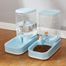 汤琪宠物用品食具水具狗狗饮水宠物狗猫自动喂食器喂水器狗碗猫碗 天空蓝 3.8L喂食器+3.8L喂水器
