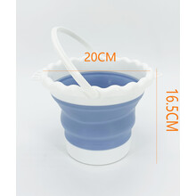 色彩水桶美术生外出写生画画用的折叠硅胶专业水粉小桶便携笔桶 圆形硅胶水桶（蓝色）