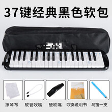 口风琴37键 口风琴37键32键小学生用初学者课堂口风琴幼儿童演奏吹管乐器 【初级】【黑37键软包】教材+吹管+鸟笛