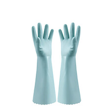 洗车保暖手套   皮绒一体保暖手套加绒家务洗衣服洗碗防水清洁耐磨加棉洗车防滑 1双蓝色一体绒 L
