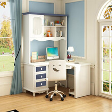 儿童书桌书架组合男孩 书桌书柜一体 家用转角实木小孩写字地中海电脑桌 【162款】转角书桌