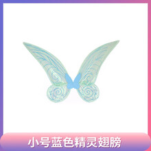透明仙女翅膀儿童花仙子精灵小女孩背的玩具天使公主蝴蝶背饰道具魔法棒皇冠奇妙舞台演出服cos拍照 小号蓝色精灵翅膀