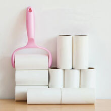 粘毛滚筒粘毛器600撕可撕式衣服除毛粘尘纸除尘器宠物毛发吸尘器暮箫景 2手柄+10卷纸芯组合【共600撕】