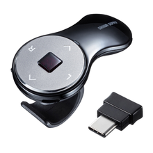 SANWA SUPPLY MAW151 无线指环戒指鼠标 附触控板 迷你充电鼠标 商务演讲会议懒人 黑色 Type-c接口