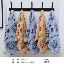 金号A类纯棉家用儿童洗脸毛巾全棉女士幼儿园洗澡小毛巾中号面巾柔软吸水不易掉毛卡通可爱5条家庭装 T1056-蓝3棕2（5条装）