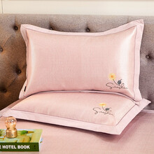 多享 夏季冰丝枕套可水洗冰丝枕头套成人夏天单人冰丝枕头套一对装拍2 相爱 粉【600D可水洗冰丝单只装】 48*74