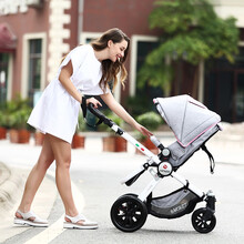 意大利帕琦（BACIUZZI） 婴儿推车 高景观双向可坐可躺儿童四轮手推车避震bb车 晗芙粉