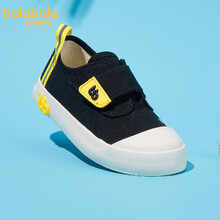 巴拉巴拉Balabala 童鞋女童鞋子男童儿童板鞋幼童撞色潮酷个性2021新款帆布鞋 黑色90001 26