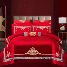 匠梓巧梦新款120支新疆长绒棉婚庆简单款多件套 床单款四件套 1.5m(5英尺)床