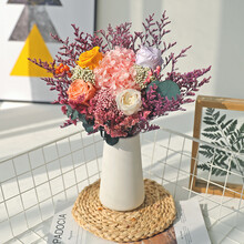 永生花diy材料真花轻奢干花束网红干花ins风客厅装饰摆设摆件 A971(含瓶) 干花包