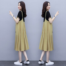 丁唯唯孕妇装夏装宽松时尚孕妇连衣裙夏天新款外出孕妇裙中长款短袖怀孕孕妈装衣服 图片色 XL