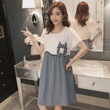 VLACOMO 孕妇裙子夏季时尚款2021新款哺乳连衣裙外出喂奶中长款短袖宽松上衣夏装潮妈 图片色【哺乳款横开拉链】 L