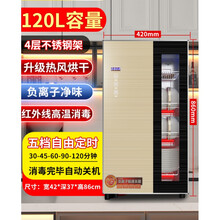 日本樱花消毒柜家用小型台式迷你厨房立式碗柜单门烘干消毒碗筷柜 120香槟金高温+负离子+热风烘干 四层架86CM