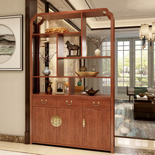 新中式客厅玄关隔断  屏风间厅柜进门装饰实木框入户鞋柜门厅柜酒柜 三门120cm 组装 框架结构