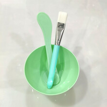 硅胶面膜刷子软毛刷脸部调膜棒套装DIY面膜刷软头美容院工具用品H 面膜碗三件套（绿色）