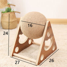 剑麻猫抓球立式小型猫抓板实木猫爬架猫咪自嗨磨爪器猫玩具 实木三角猫抓球小号