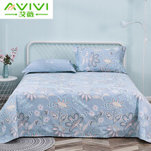 艾薇 床单家纺 全棉斜纹印花被单 双人纯棉床单单件 月婉花庭 1.5/1.8米床 230*250cm
