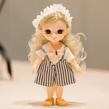 儿童仿真关节可动玩具玩偶娃娃换装洋娃娃公主套装女孩礼盒装礼物 索菲/带眼镜/13关节 6寸彩盒包装