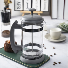 铠食iCafilas 玻璃法压壶咖啡家用 法式滤压壶咖啡滤压壶泡咖啡壶手压隔渣 打奶泡1000ml 玻璃法压壶灰色1000ml