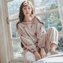 十月结晶同款 月子服春秋夏季纯棉吸汗薄款产后哺乳喂奶孕妇睡衣10月份11家居服 1808#唇膏 M(宽松版型建议120斤内)