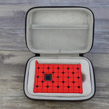 适用于三星T7保护套收纳包三星T7touch移动固态硬盘包硅胶套SSD防震抗摔盒固态移动1t2T便携 皮质加绒包+红色硅胶套