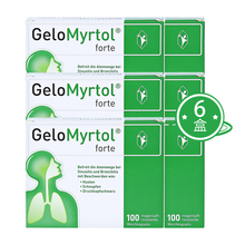 【JD物流】GeloMyrtol德国直邮原装进口 Gelomyrtol吉诺通桃金娘油肠溶胶囊 6盒装 300mg成年人版100粒 12岁以上