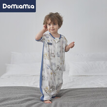 Domiamia婴儿睡袋夏季薄款竹棉纱布分腿式儿童防踢被礼盒装宝宝防惊跳睡袋 推荐温度26-30℃ 短袖睡袋-工程车队（推荐室温26-30℃） XL码(推荐宝宝身高100-115cm)