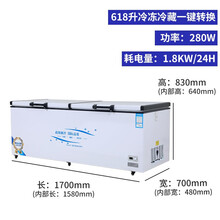 商用卧式双门铜管大冰柜家用冷柜冷藏冷冻柜节能冰箱大容量 618单温1700×700×830mm