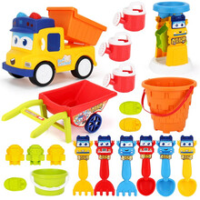 百变校巴儿童沙滩车玩具沙漏铲子玩沙土戏水玩雪亲子互动工程车套装儿童决明子玩具沙池套装生日礼物 百变校巴大号沙滩组合（20件套）