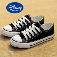 Disney/迪士尼春款儿童鞋透气男女童帆布鞋2021夏季学生手绘低帮女童板鞋同款 黑色L01 32内长20cm