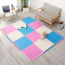 【好店认证】加厚泡沫地垫二级品儿童防摔垫宝宝爬行垫家用拼接地垫微瑕疵 米+蓝+粉(送边条) 60*60*2.4cm【10片装】