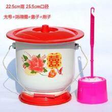 铁小痰盂女搪瓷尿桶大人尿盆带盖防臭家用起夜桶老人卧室加厚尿壶 搪瓷大号送防滑圈+刷子 配 盖子