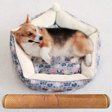 【带凉席】喵先生 狗窝猫窝 狗垫子小中大型犬秋冬季加厚保暖狗床泰迪金毛柯基狗屋狗狗猫咪宠物用品 灰色猫头鹰五角窝中号（建议15斤内）