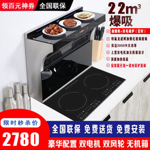 逸帝800mm无机箱双电机集成灶分体式集成灶侧吸下排式油烟机自动清洗烟灶套装双电磁炉 油烟机+3000w大功率双电磁炉 天然气