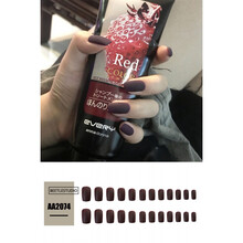 茹诗妮 车厘子酒红尖头美甲贴片磨砂穿戴式假指甲成品可拆卸中长款甲片 AA2074