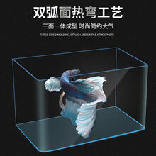 透明热弯长方形超白玻璃金鱼缸热带鱼缸水族箱小中型办公桌造景生态鱼缸 50*26*30裸缸+