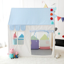 北欧ins儿童室内帐篷男女宇航员实木游戏屋玩具床公主小房子城堡生日礼物抖音网红同款 【实木】大号蓝色 送星星灯彩旗垫子