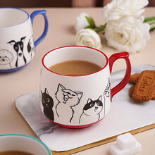 松发 陶瓷马克杯个性创意网红办公室水杯茶杯大容量咖啡杯早餐杯大肚杯 猫