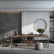 可匠 新中式茶桌椅组合 实木现代功夫泡茶桌家用办公禅意茶台 茶室茶楼样板房中国风北美白蜡木家具 定制 1.6米茶桌