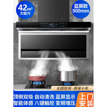 日本樱花顶侧双吸式抽油烟机家用厨房大吸力脱排油烟机燃气灶套餐 蓝屏款90厘米八键42m??+自动清洗 顶侧吸+智