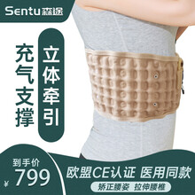 森途 腰椎间盘突出治疗仪腰肌劳损胸腰椎固定支具矫正器男女充气护腰医用腰椎牵引器腰部固定器 充气护腰+杏色均码