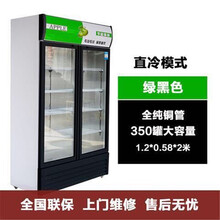 饮料柜双开门 展示柜冷藏 水果鲜花保鲜柜啤酒柜立式便利店冰箱 单门直冷双门风冷展示柜 聚力(J)专卖 双门绿黑直冷