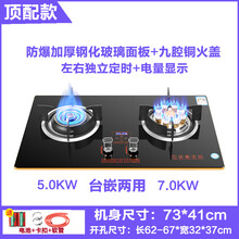 日本樱花煤气灶家用猛火炉双灶嵌入式天然气燃气灶台式液化气灶具 顶配款7.0KW+九腔鸳鸯定时铜盖 带熄火保护 天然气