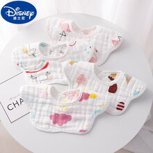 迪士尼适合0-3岁小孩子流口水戴的婴儿口水巾纯棉纱布宝宝围嘴360度旋转新生儿口水围兜秋冬围脖式 4条8层纱布围嘴甜美系列