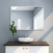 妮多美壁挂卫生间镜子铝合金边框洗手间镜子浴室镜厕所挂墙防爆洗漱台洗脸镜子卫浴镜 本色小包边铝合金边框 50X70cm横竖可挂