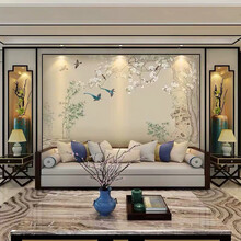 伊尔雅 3d新中式沙发背景墙壁纸装饰5d立体影视墙无缝壁画定制8d卧室花鸟背景墙定制墙衣 定制无缝壁画(联系客服选择自己要的图案) 16D超浮雕丝绸布