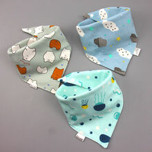 口水巾婴儿围嘴春秋款新生儿头巾儿童围巾口水围兜宝宝三角巾 海洋三条装