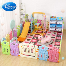 迪士尼商场同款 宝宝游戏围栏室内爬行垫家用儿童栅栏安全围挡学步婴儿防护栏玩具抖音网红同款六一生日礼物 16小片+1门+1玩具栏